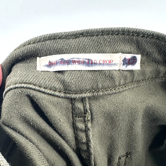 Levi's Womens Ribcage Wide Leg Crop Jeans Size 32 Stretch Retro Army Green - Picture 7 of 9